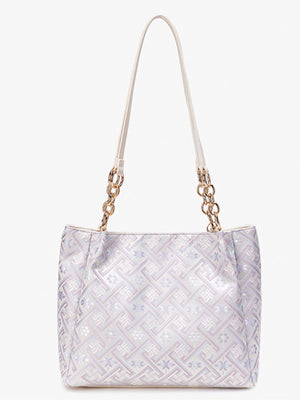 handbag in light purple with geometric and detachable charm