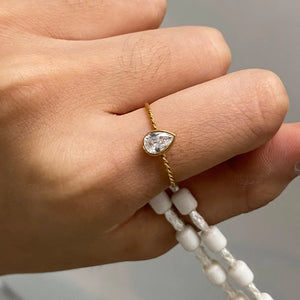 Stainless Steel ring in clear with stacked silhouette