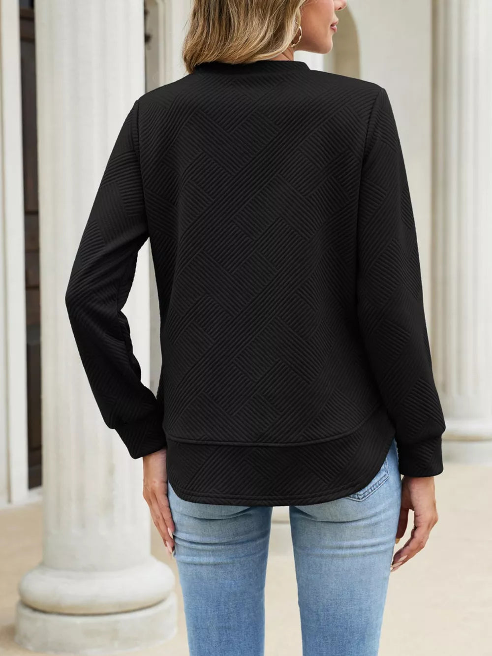 sweatshirt in Blue with geometric and stretch