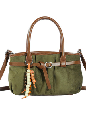 Vintage Ruched Crossbody Bag in Green with ruched