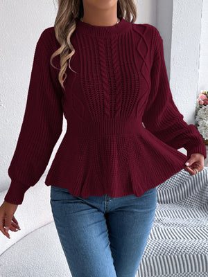 Fuchsia Pink pullover sweater with hip-length and pullover