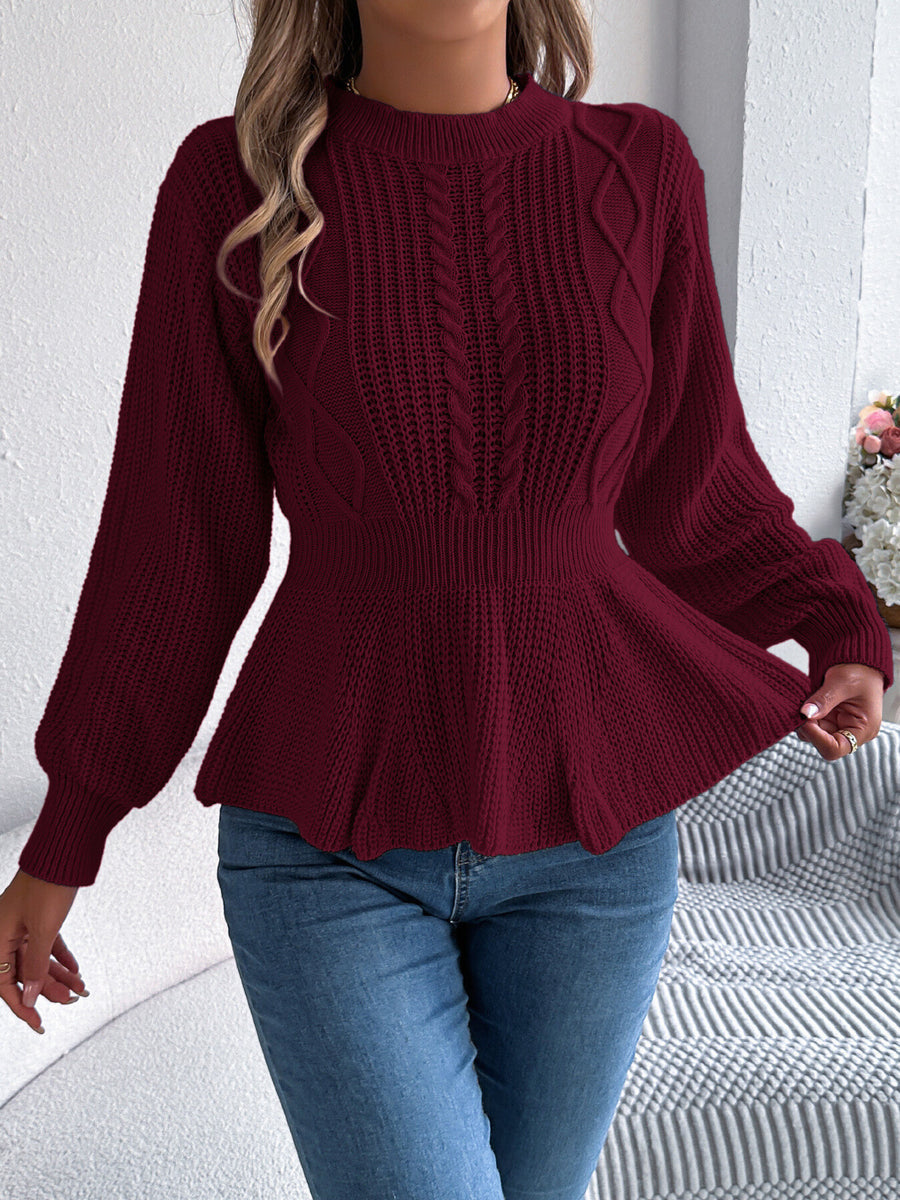 Fuchsia Pink pullover sweater with hip-length and pullover