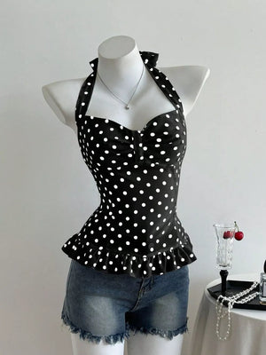 Black with Vintage Ruched Top in Black