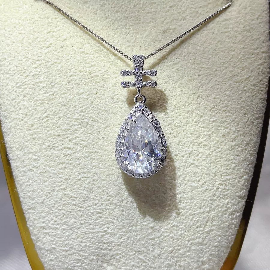 1 Carat Sterling Silver Teardrop Moissanite Necklace option 3