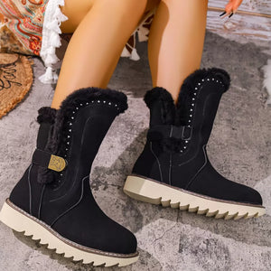PU Leather,Fluff,Rubber Imported Size &amp boots in beige with regular silhouette