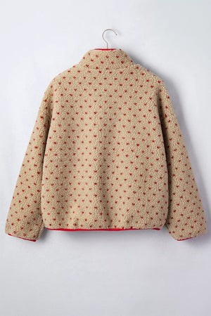 Heart Pattern Fleece Colorblock Collar Sweatshirt option 5