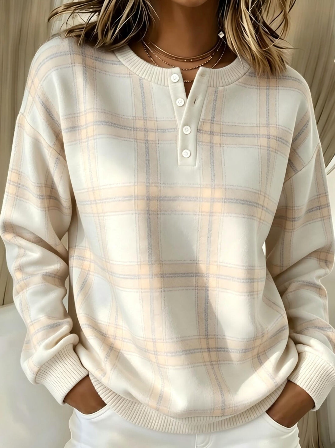 teal relaxed sweatshirt with henley