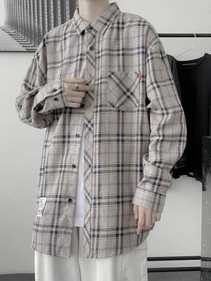 Light Blue Men's Plus Size Plaid Button Up Shirt