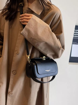 Pink with Pu Leather Flap Crossbody Bag in Pink