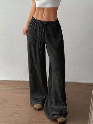 Wide-leg Drawstring Cotton Pants, view 22