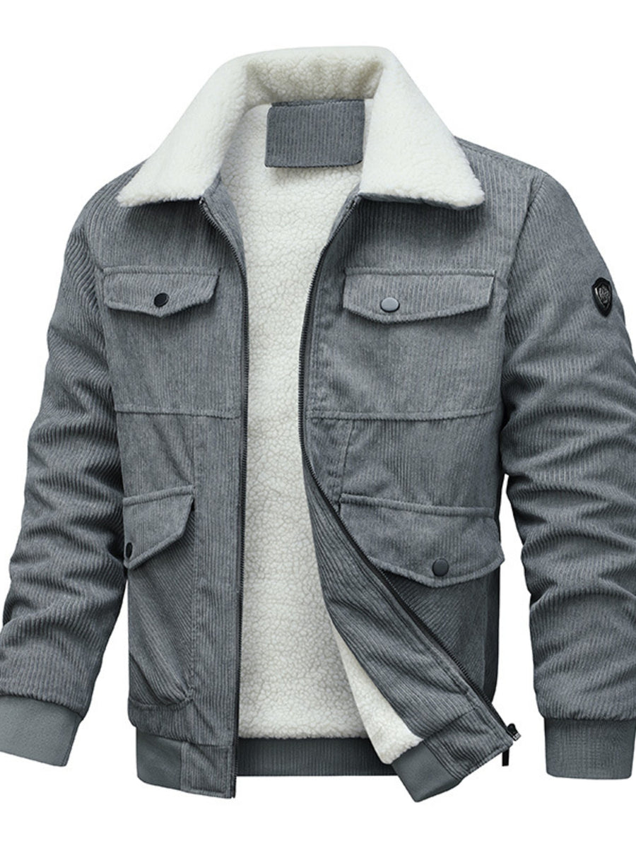 bomber jacket in slate gray featuring pocketed and regular fit
