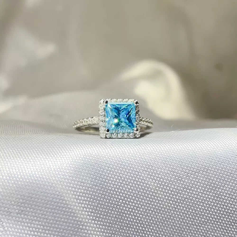 0.3 Carat Sterling Silver Halo Moissanite Ring