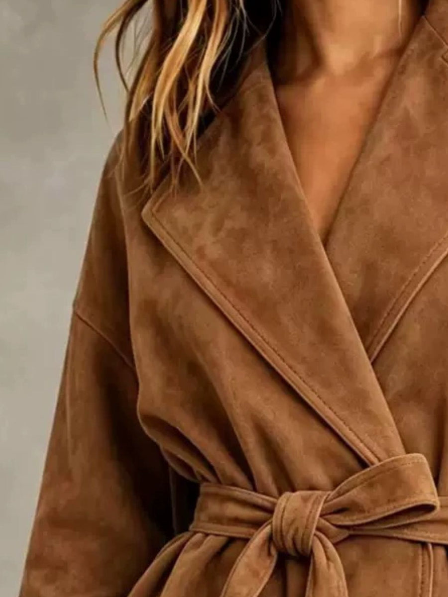 Black jacket with hip-length and wrap