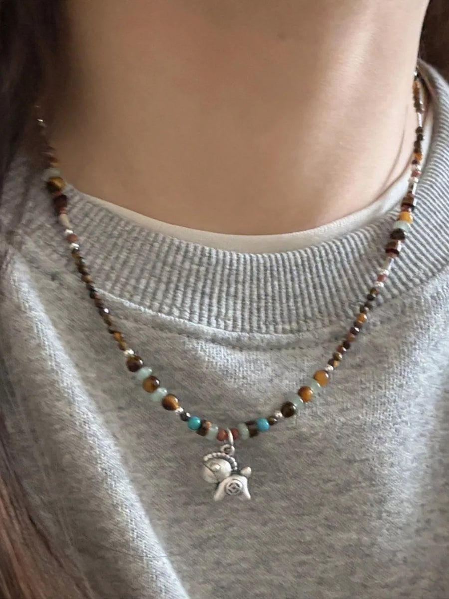 Tiger' necklace in Silver with straight silhouette