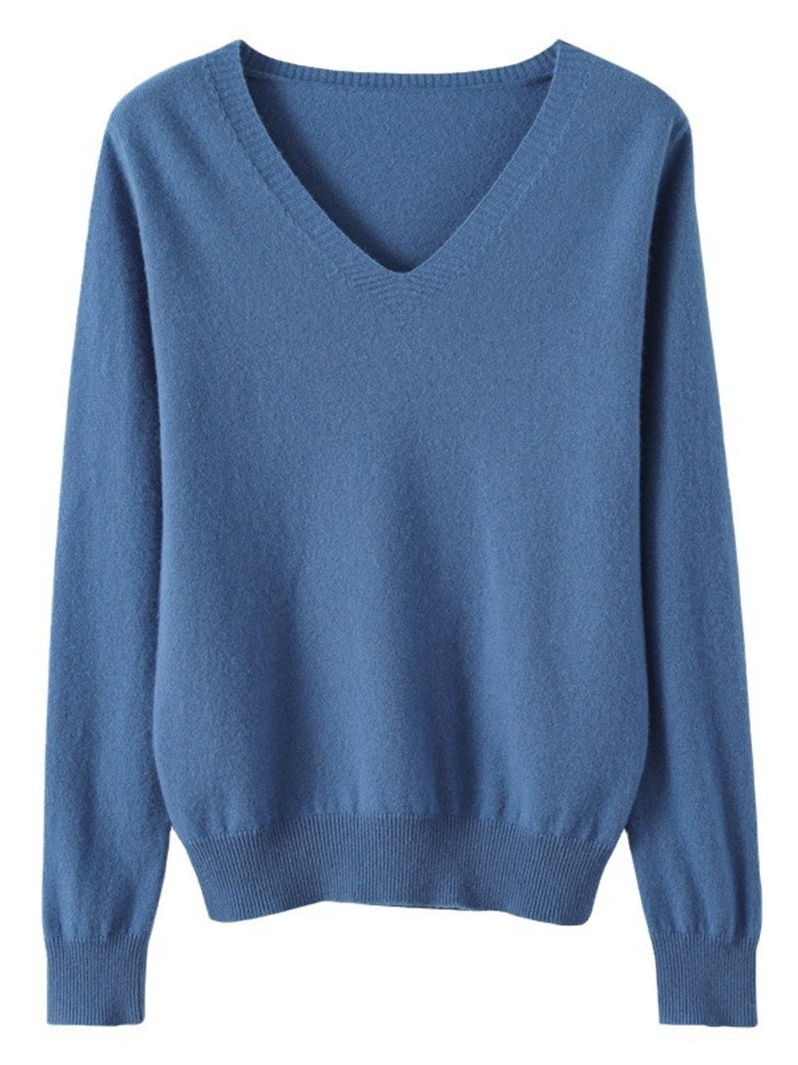 Nylon and viscose blend v-neck sweater in Dark Camel with relaxed silhouette