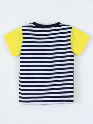 Children's Giraffe Embroidered Striped T-shirt option 5