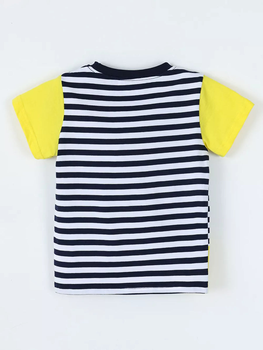 Children's Giraffe Embroidered Striped T-shirt option 5