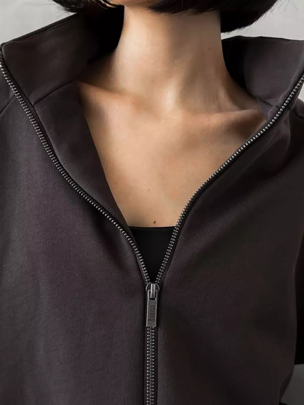 Zip Up Long Sleeve Outerwear And Pants Set in Brown, view 13