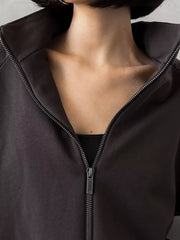 Zip Up Long Sleeve Outerwear And Pants Set in Brown, view 13