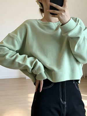 Black Crew Neck Drop Shoulder Sweatshirt