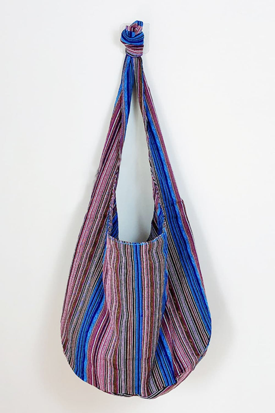 Tribal Weave Shoulder Bag in multicolor stripes with a boho pattern.