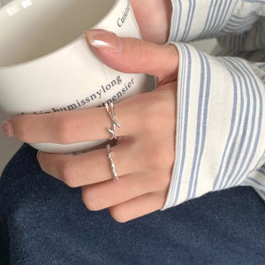 silver ring with geometric and not applicable