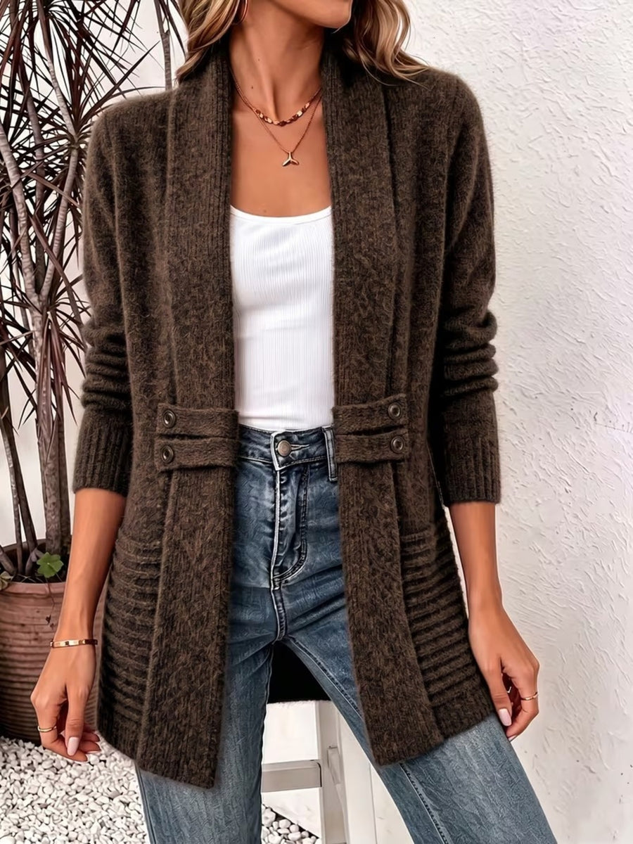 classic cardigan in Burgundy with shawl lapel