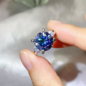 Platinum-Plated,925 sterling silver,Moissanite Carat weight: 5ct Care instructio ring in Blue with classic silhouette