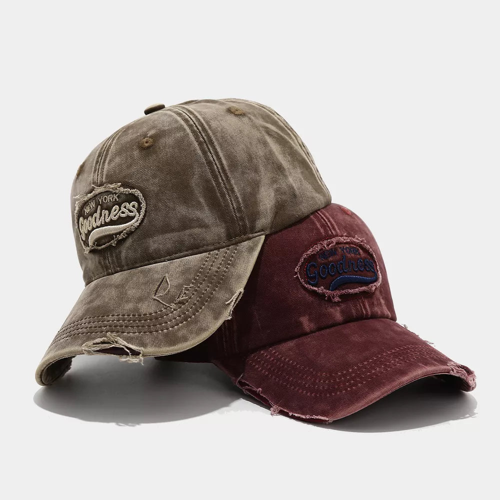 cap in khaki featuring distressed and structured fit