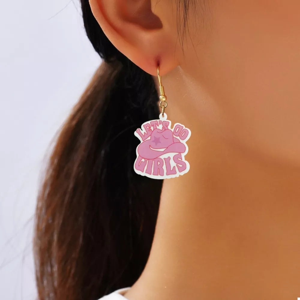 earrings in light pink featuring dangle and straight fit