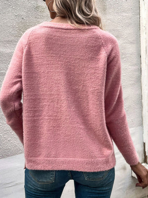 classic cardigan in White with v-neck