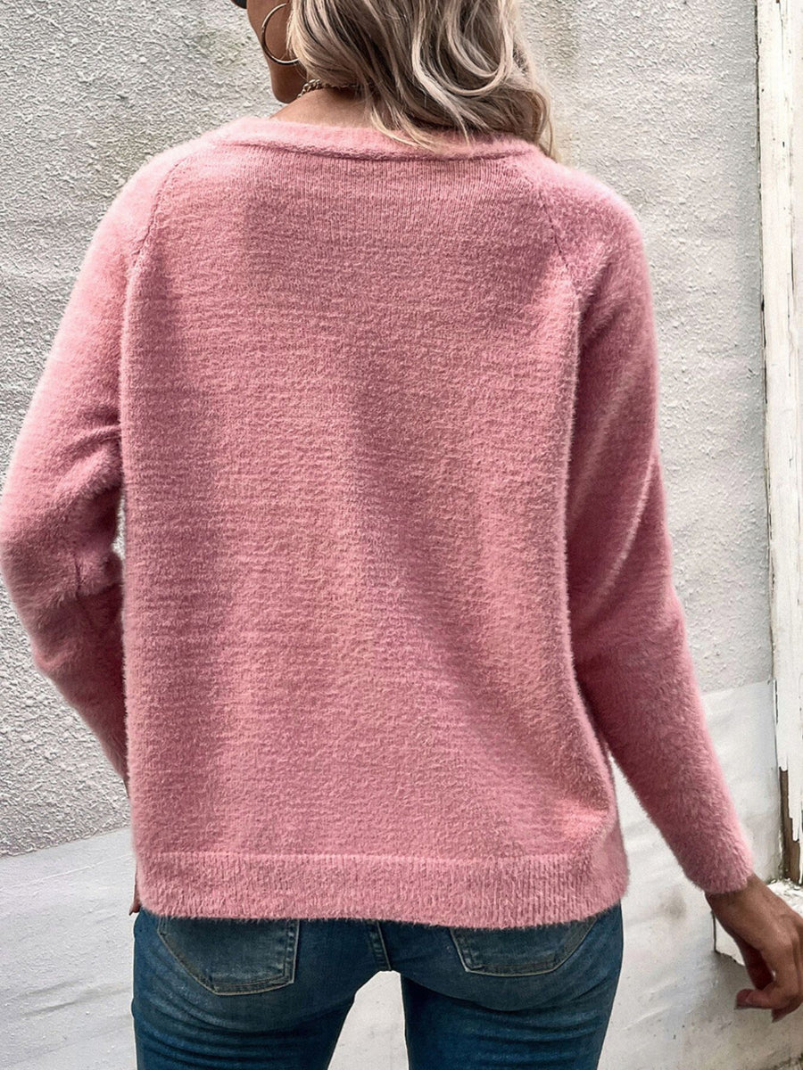 classic cardigan in White with v-neck