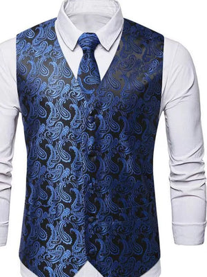 Gold Men's Full Size Paisley Print Button Up Vest