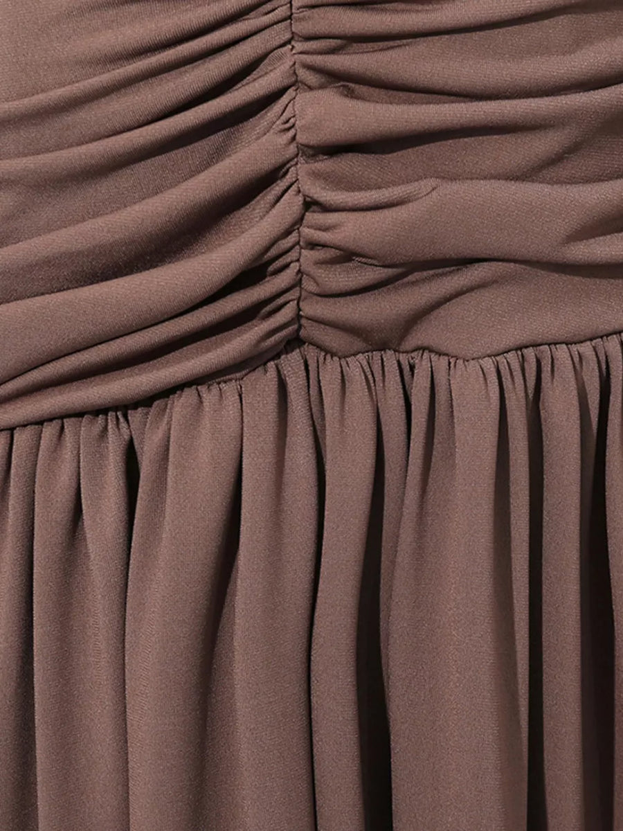 Ruched Long-sleeve Maxi Dress With Cutout option 9