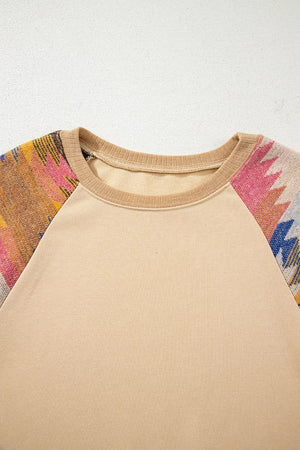 Sequined Rodeo Graphic Aztec Bubble Sleeve Sweatshirt option 7