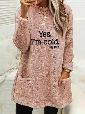 sweatshirt in dusty pink featuring pocketed and relaxed fit