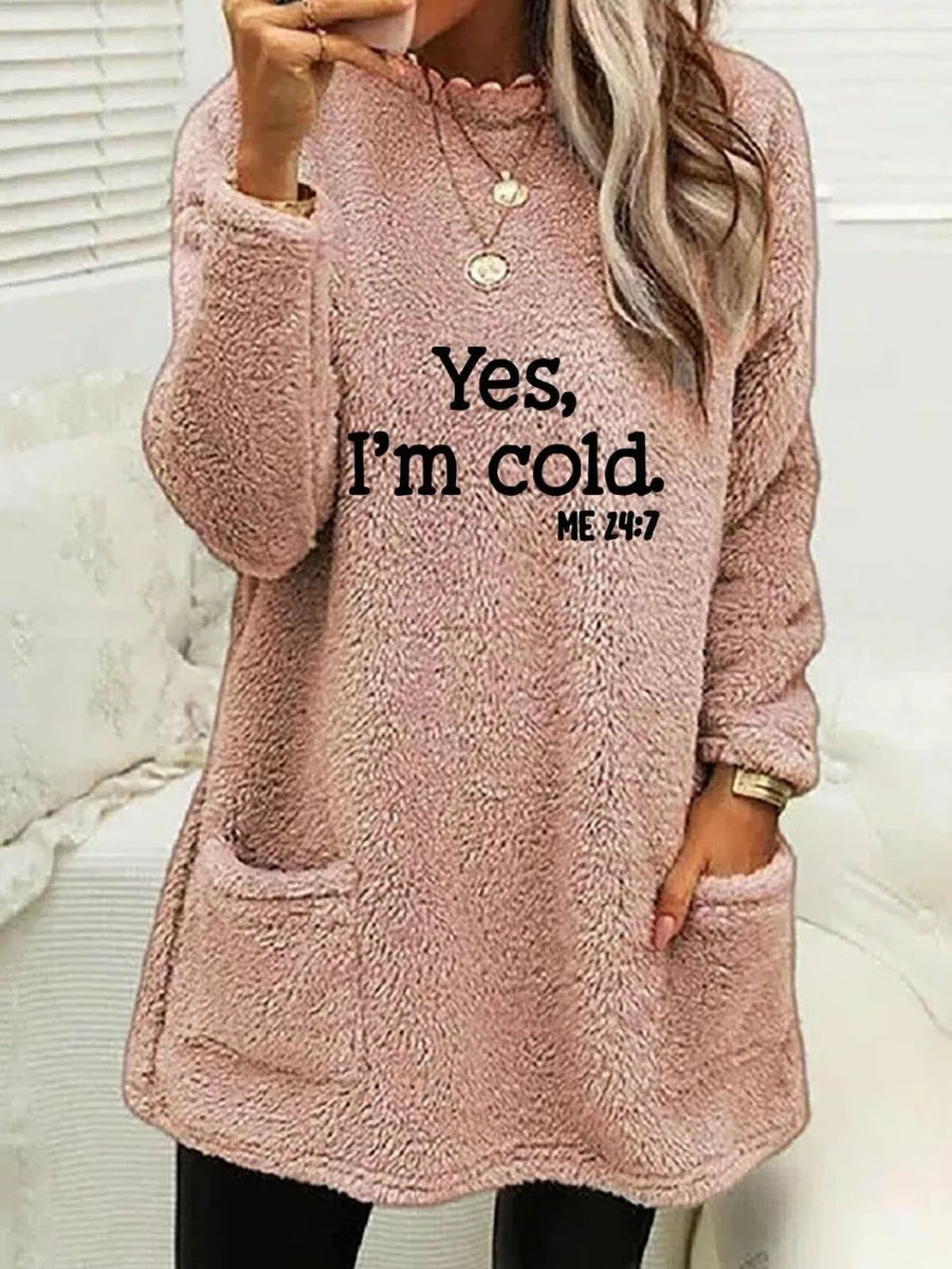 sweatshirt in dusty pink featuring pocketed and relaxed fit
