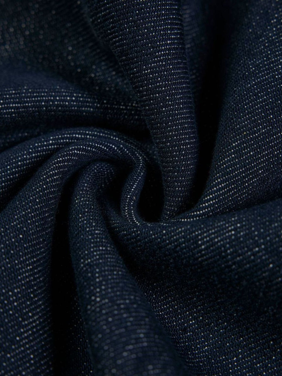 navy blue wide-leg jeans