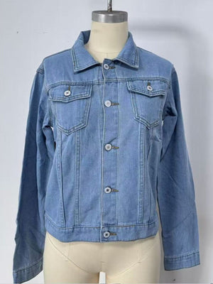 85% cotton, 15% polyester Care instructions: Machine wash cold denim jacket in Black with slim silhouette