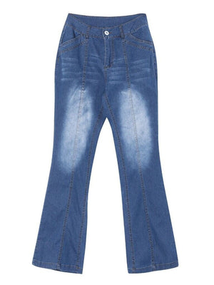 Light Blue bootcut jeans with full-length and zip-front