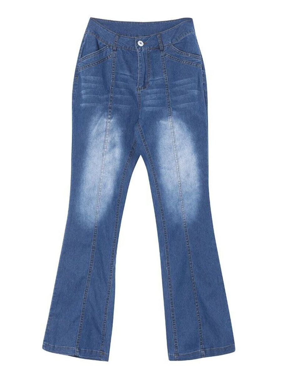 Light Blue bootcut jeans with full-length and zip-front