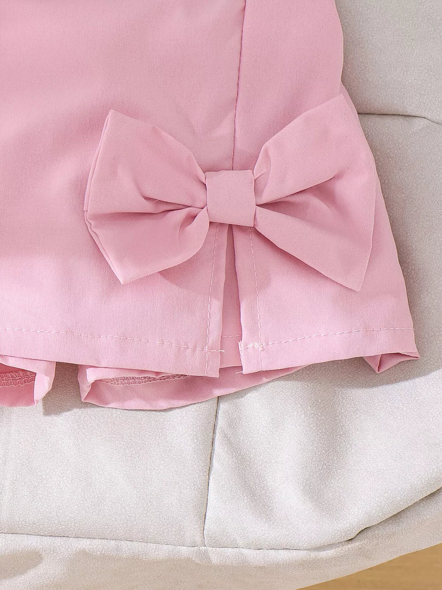 Children's Bow Button Up Vest And Skirt Set option 5