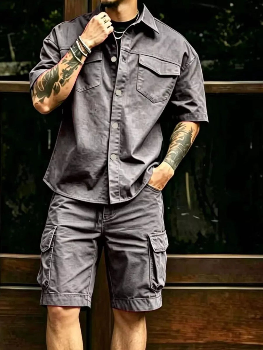 95%polyester, 5%spandex Care instructions: Machine wash cold button-up shirt in Black with relaxed silhouette