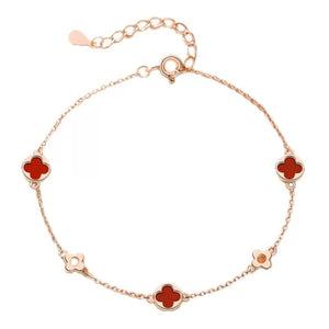 bracelet featuring four-leaf clover motif in Rose Gold with 18K Rose Gold-Plated,925 sterling silver,Agate Care