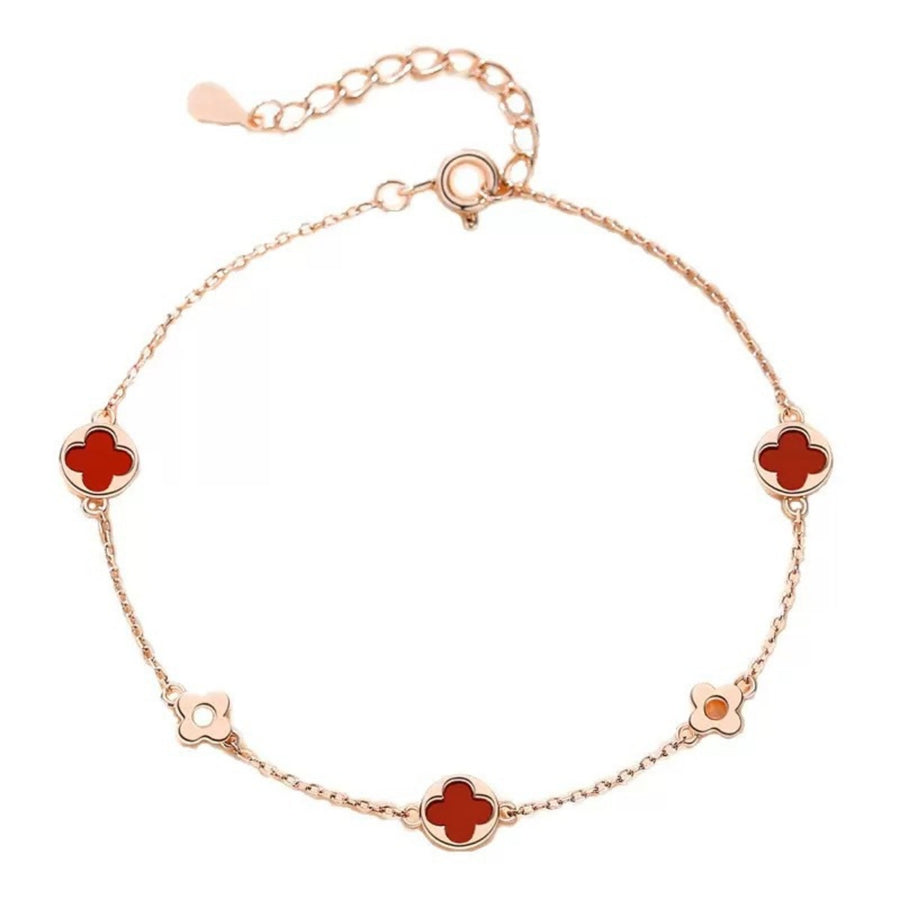 bracelet featuring four-leaf clover motif in Rose Gold with 18K Rose Gold-Plated,925 sterling silver,Agate Care