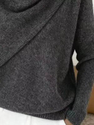 classic pullover sweater in Yellow with cowl neck