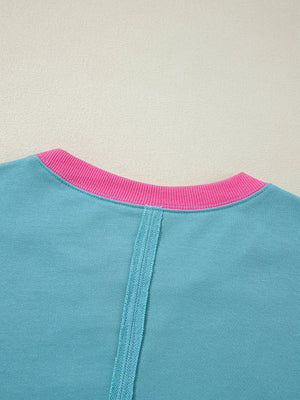 Colorblock Patchwork Crew Neck Sweatshirt option 5