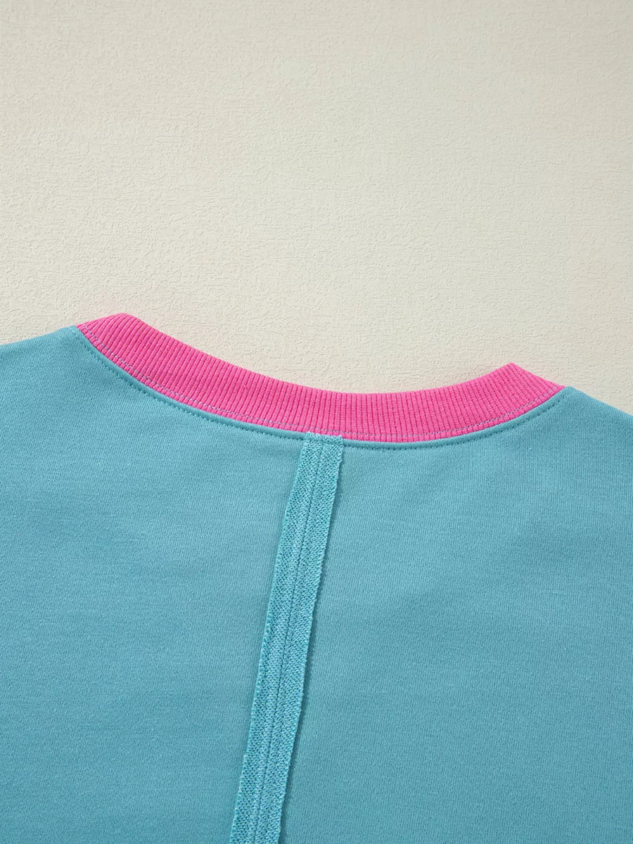 Colorblock Patchwork Crew Neck Sweatshirt option 5