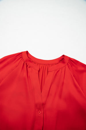 classic blouse in Scarlet with v-neck