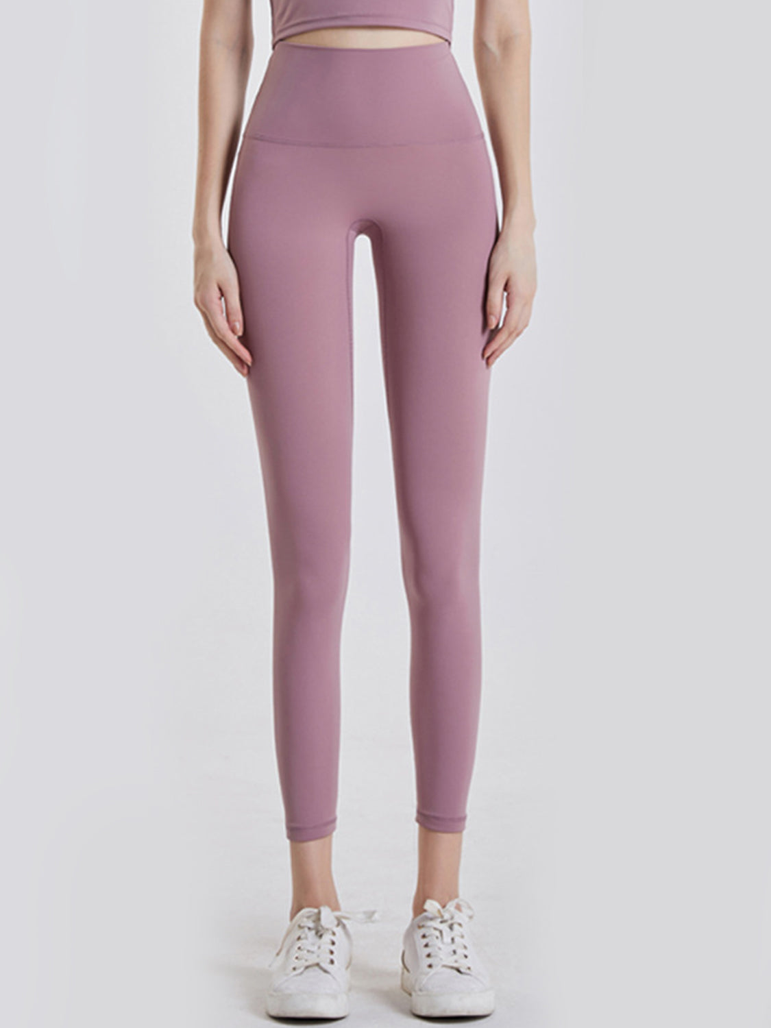 FlexFit wideband 7/8 leggings in Dusty Pink, high-waisted activewear pants.
